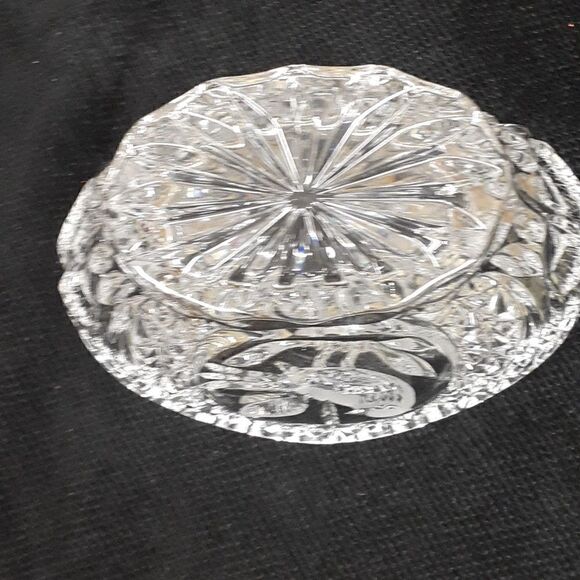 MCM crystal candy bowl with etched bird  and small trinket dish with etched bird - Picture 4 of 11